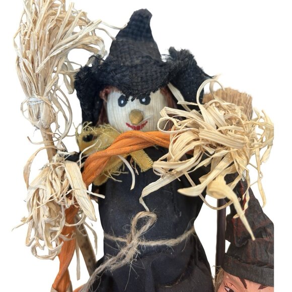Vintage Paper Mache Halloween Wicker Basket Cornhusk Doll Wicker Creepy Doll - Picture 2 of 8